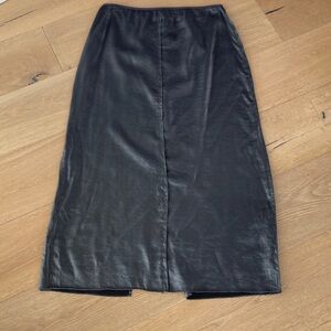 Zara Charcoal Grey Satin Pencil Skirt with a Metallic Sheen